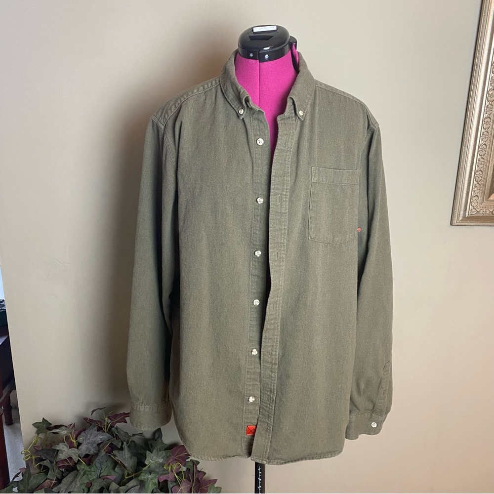 Mountain Hardwear Men Long Sleeve Button-Up Shirt Size XXL Olive Green Outoor